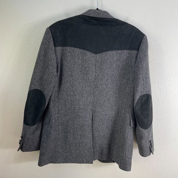 Pendleton Mens 40 Herringbone 100% Virgin Wool Blazer Jacket Elbow Patch Western - Picture 9 of 11